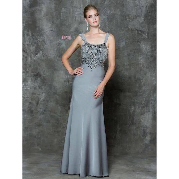 Marsoni M183 MOB Mother Bride GroomNWT Gunmetal sz 8 mothers dress wedding